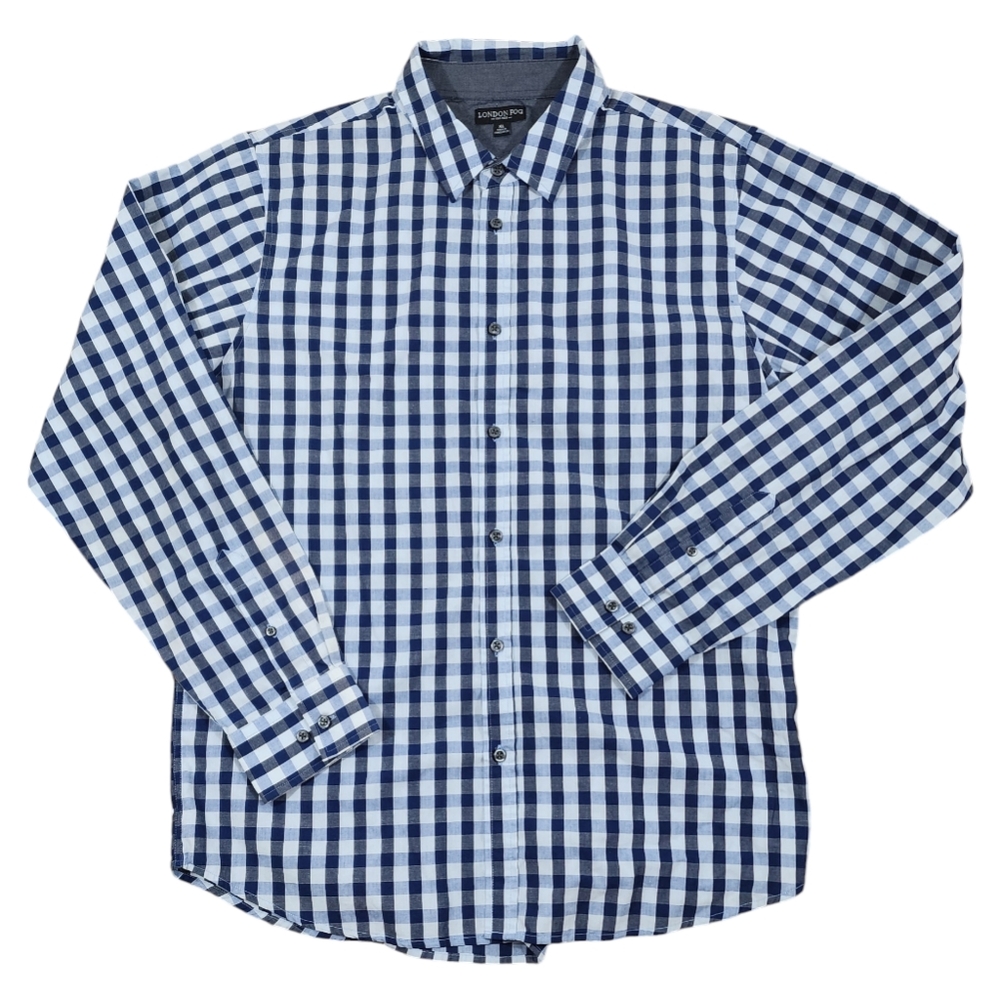 London Fog Checkered Dress Shirt Size XL